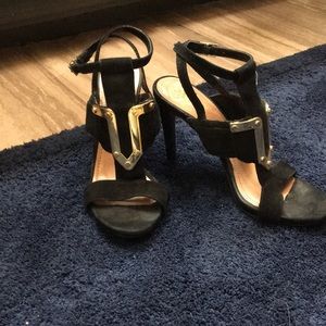 Black open toe heels